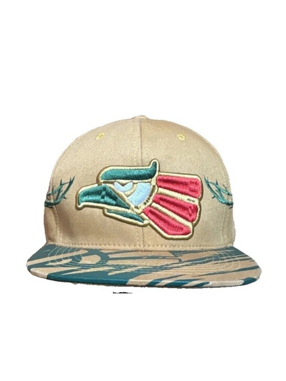 Top Level Mexico Pride Eagle Crest Baseball Cap Snapback Hat Tan Green